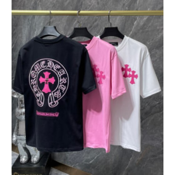 Chrome Hearts Pink Embroidered Horseshoe Tee